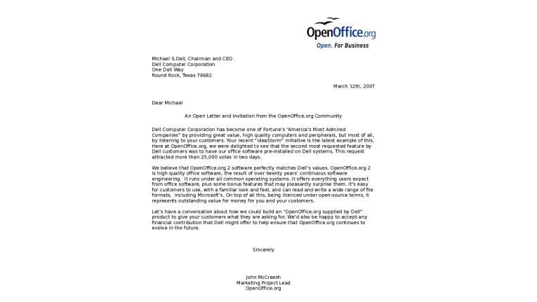 Offener Brief Openofficeorg Will Auf Dell Rechner Channelpartnerde